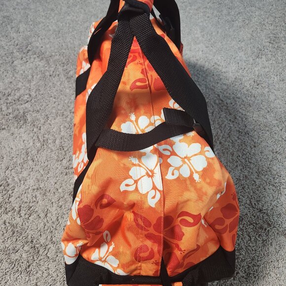 LL Bean XL Rolling Duffle Bag Orange Hibiscus Floral No Shoulder Strap - Picture 3 of 10
